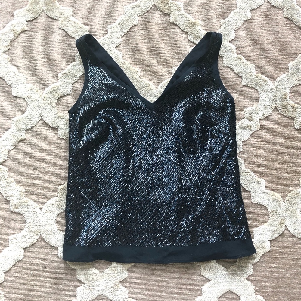 Banana Republic silk sequined double v-neck top